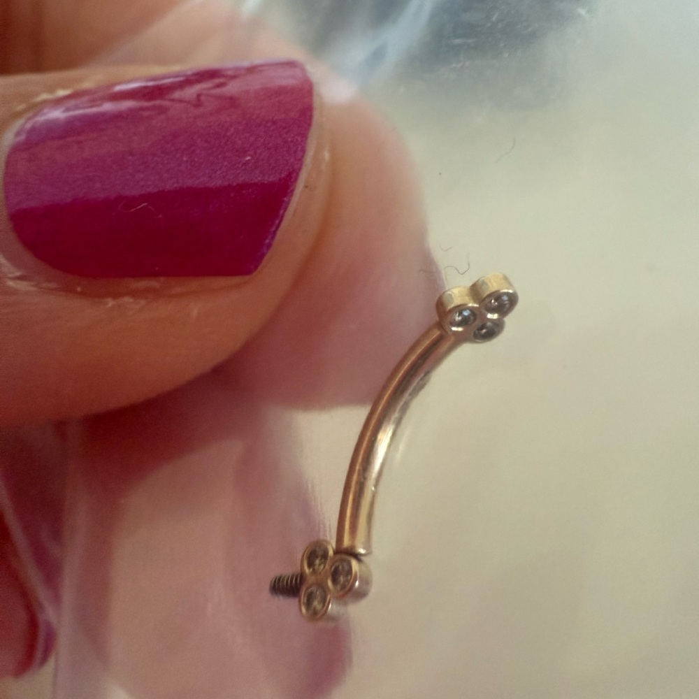 BVLA Curved Barbell Jewelry - 14k Gold - Champagne Diamonds! - Picture 5 of 7